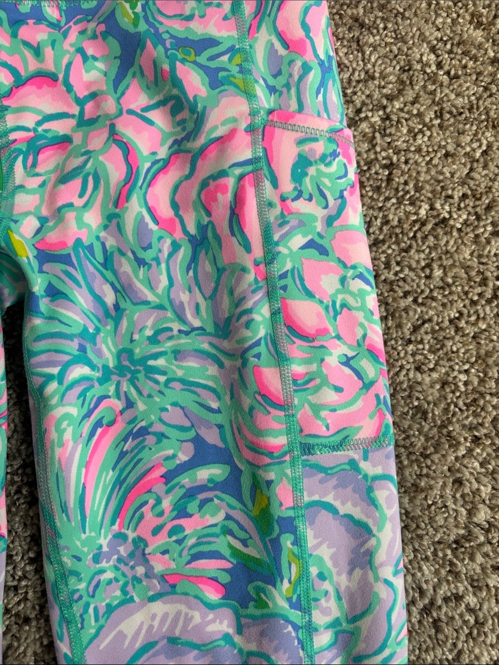 Lilly Pulitzer Pink, Aqua & Lime Floral Leggings - Picture 5 of 7